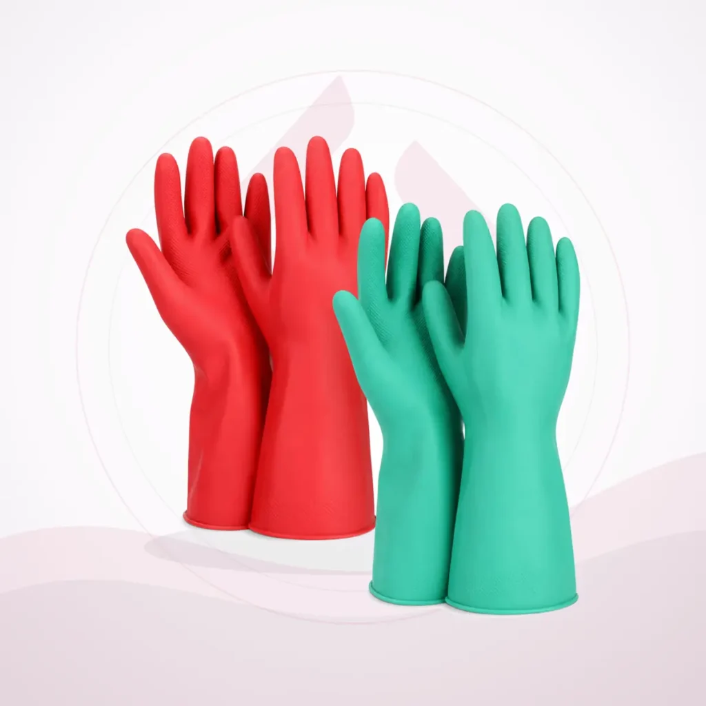 Chemical Gloves - Red and Green - Faleh Al Mustaqbil Trading Co.