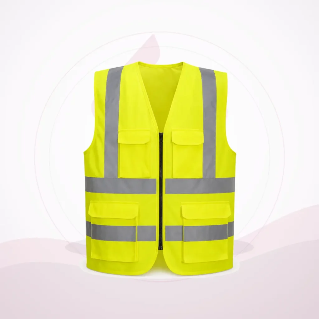 Safety Vest with 4 Pocket and Zip - Faleh Al Mustaqbil Trading Co.